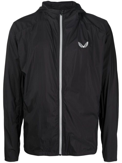 Logo-print hooded jacket - Black