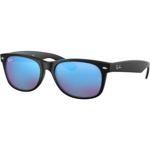 Ray - Ban Unisex Ray - Ban RB2132 NEW WAYFARER 622/17 Sunglasses Injected Black Blue Squared Normal Mirror
