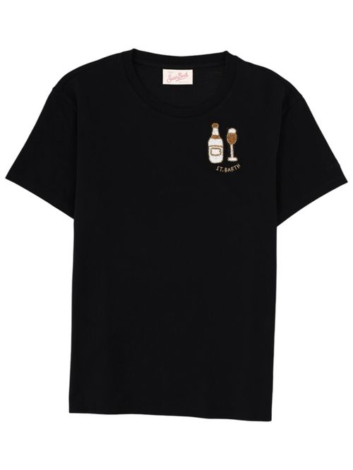 Black Embroidered Crew Neck T-Shirt