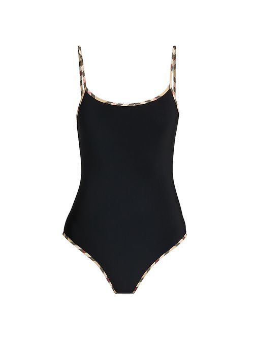 Women's Sylvia Check-Trimmed One-Piece Swimsuit - Black