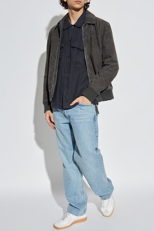 Rag & Bone  Linen Jacket With Pockets, Men's, Navy Blue