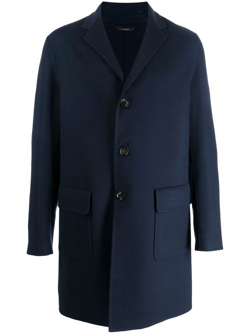 Notched-collar single-breasted coat - Blue
