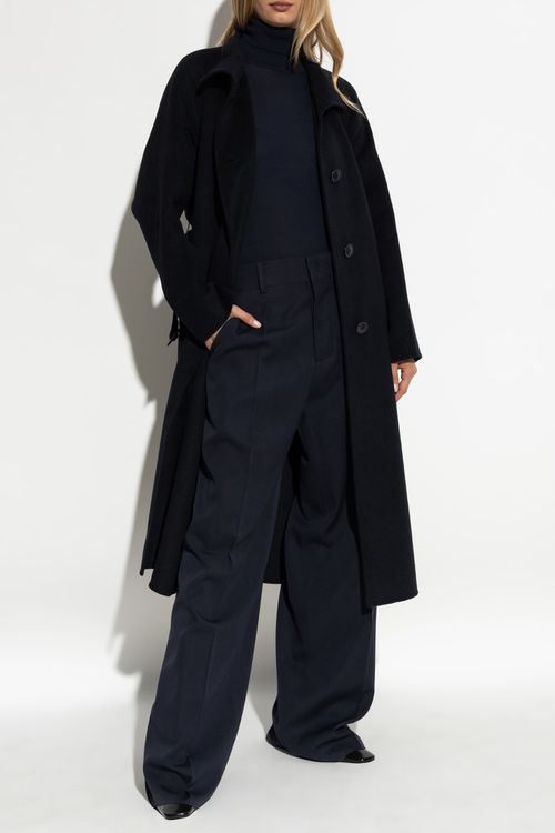 Coat With A Stand-up Collar, Women's, Navy Blue