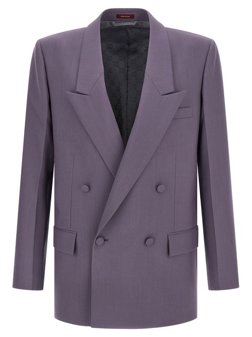 Double-Breasted Wool Blazer Purple