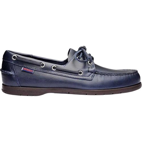Sebago Mens Endeavor Waxed Leather Boat Shoes Blue Navy/Gum - Dark Navy