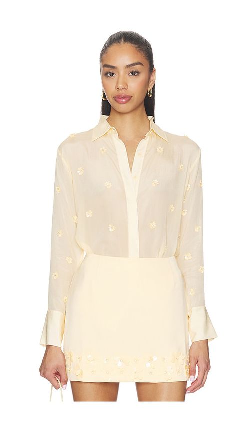 Karina Grimaldi Ayla Embroidered Shirt in Yellow. - S also in