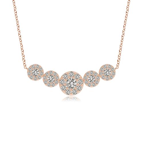 Angara 0.39 Carat Graduated Five Stone Diamond Halo Necklace in 18K Rose Gold