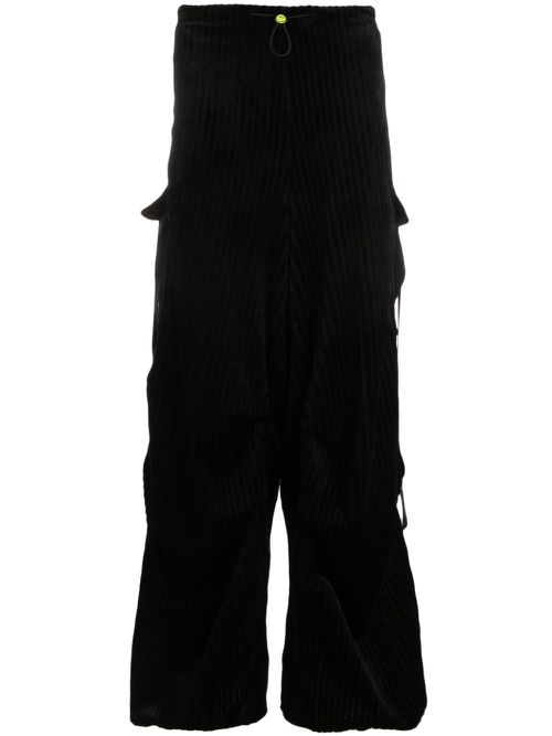 Ribbed wide-leg trousers - Black