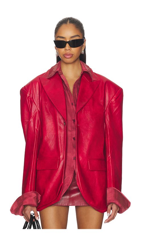 MARRKNULL Faux Two-piece Blazer in Burgundy. XS. Also in