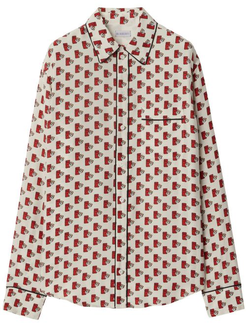 Graphic-print silk shirt - Neutrals