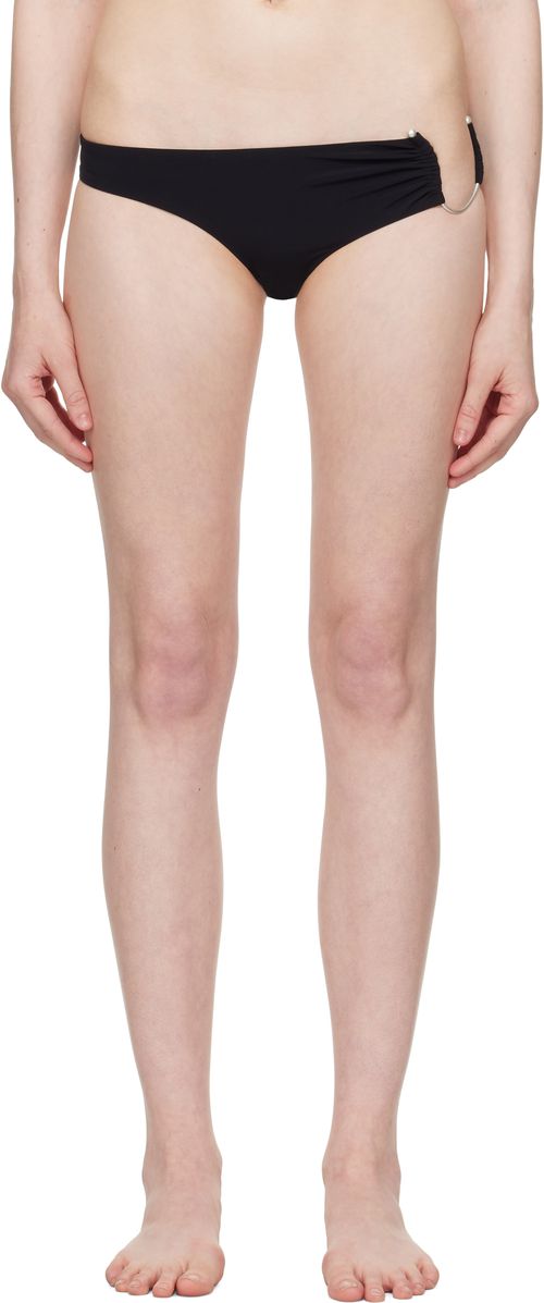 Black Ruched Crescent Side Bikini Bottom