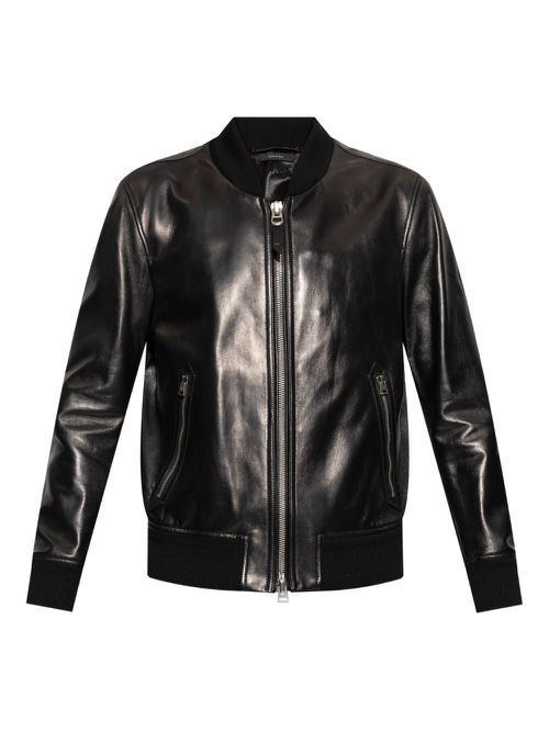 Leather bomber jacket - Black