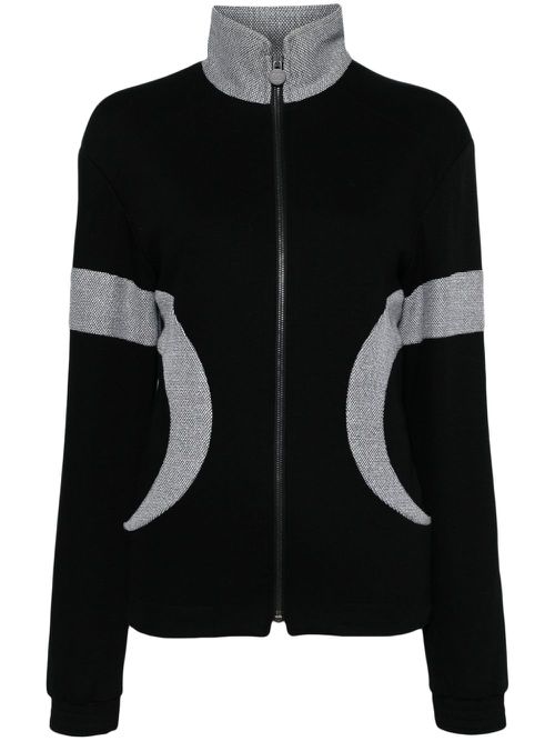 2000s ribbed-knit panelled cardigan - Black