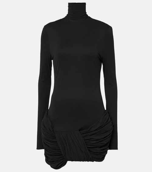 Ruched silk-blend minidress