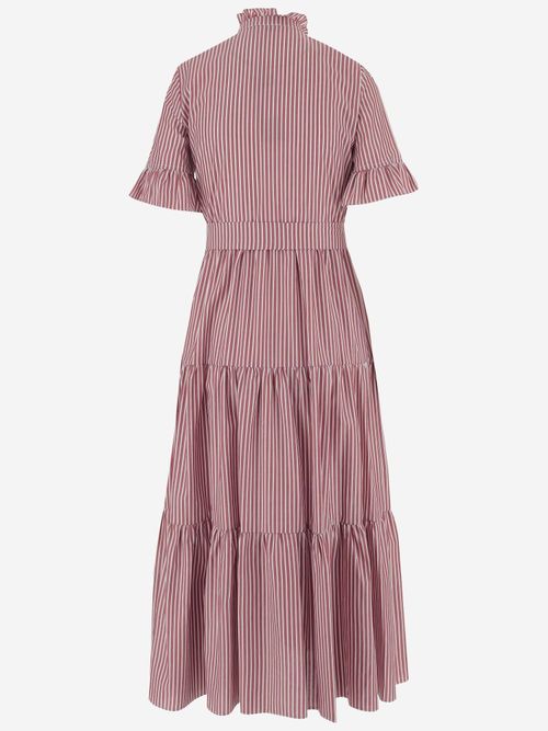 Striped Cotton Dress — Red