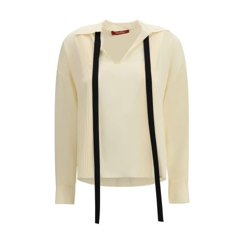Pure Silk with Pintuck Detail Blouse — Beige