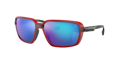 Ray-Ban Unisex Sunglass RB8360M Scuderia Ferrari Collection -  Frame color: Red, Lens color: Blue Mirror