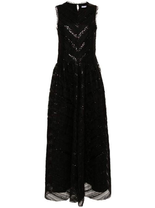 Sequined tulle maxi dress - Black