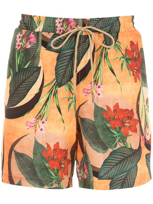 Gil tropical foliage-print swimming shorts - Yellow