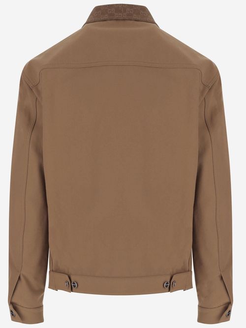 GG-Detailed Cotton Jacket — Brown