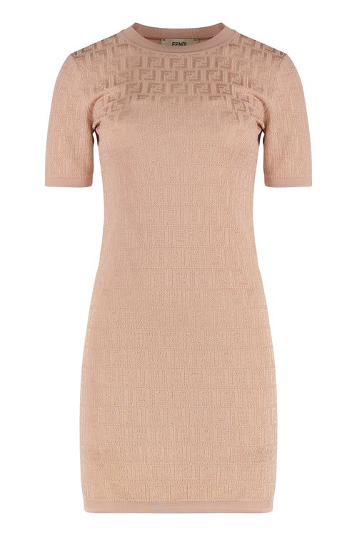 Ribbed Knit Jacquard Mini Dress