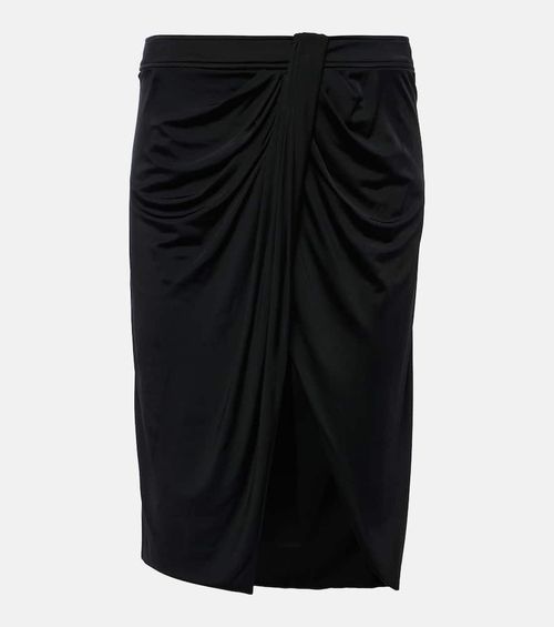 Draped jersey midi skirt