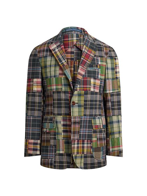 Men's Checked Patchwork Cotton Blazer - Patchwork