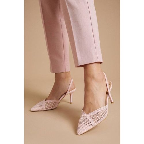 Dorothy Perkins Women's Gracie Mesh Woven 2 Part Slingback Medium Stiletto Heel Court Shoes in Pink
