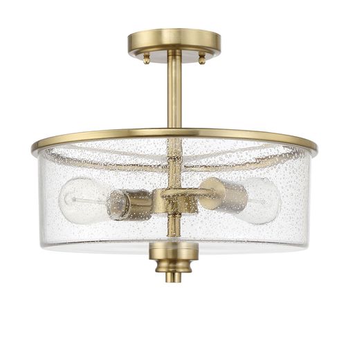 Satin Brass Two Light Convertible Semi Flush from the Bolden Collection