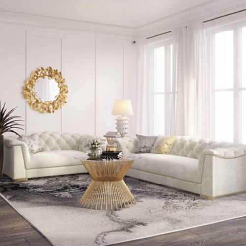 TOV Farah Cream Velvet Sofa