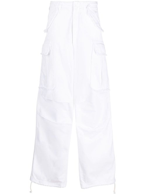 Ripped-detail wide-leg trousers - White