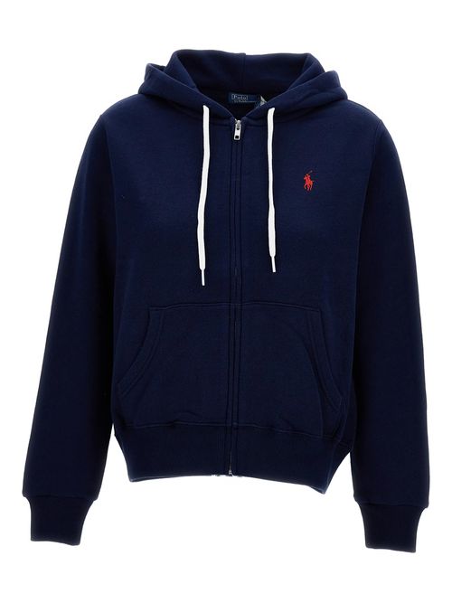 Women's Polo-style Drawstring Hooded Fleece Sweatshirt, Long Raglan Sleeves, Ribbed Cuffs & Hem, Kangaroo Pocket, Size S