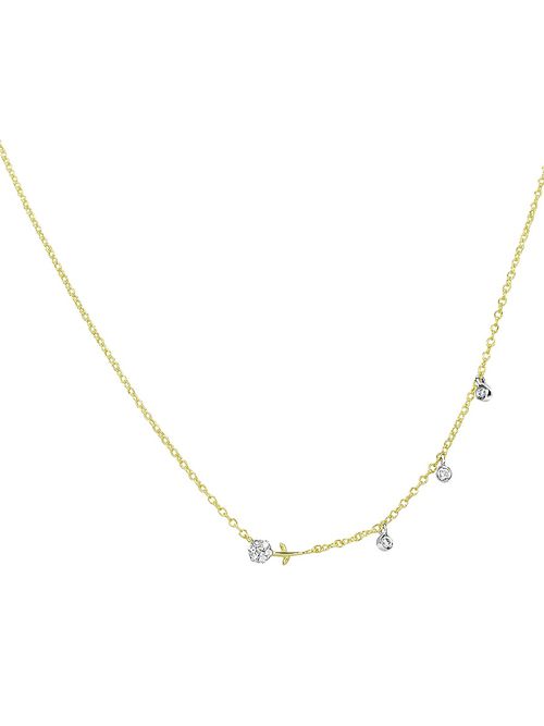 Women's Mini 14K Yellow Gold & .06 TCW Flower Necklace - Yellow Gold