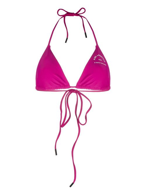 Logo-print triangle bikini top - Purple
