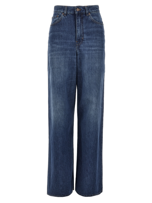 Wide-Leg Cotton Jeans — Blue