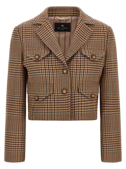 Prince of Wales Wool Blazer — Brown
