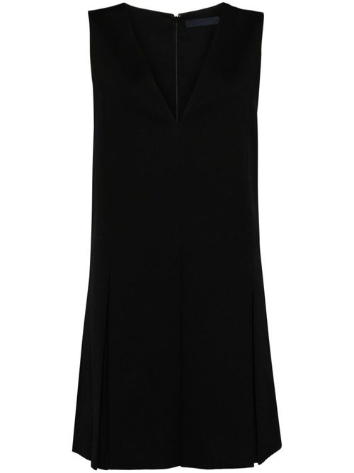 V-neck pleated minidress - Black