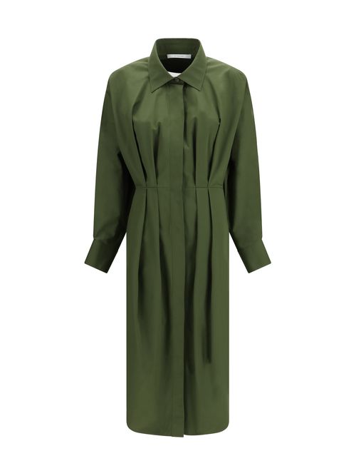 Cotton Poplin Shirt Dress — Khaki