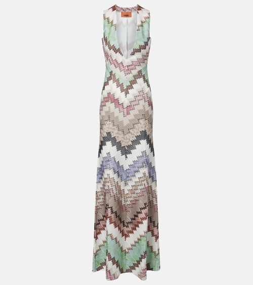 Zigzag lamé maxi dress