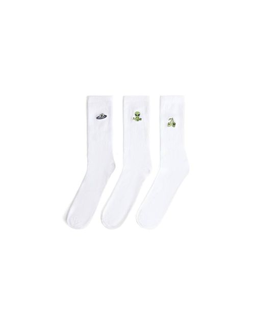 Pack of 3 pairs of embroidered socks in white