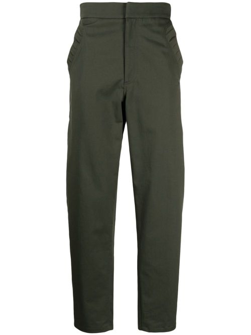Colour-block-detail tapered trousers - Green