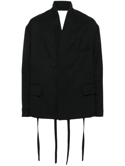 Stripe-embellished robe coat - Black