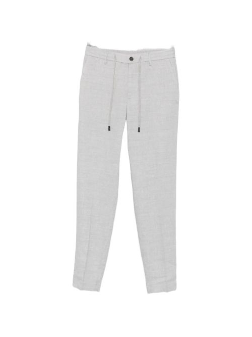 Drawstring-Waistband Tailored Trousers — grey