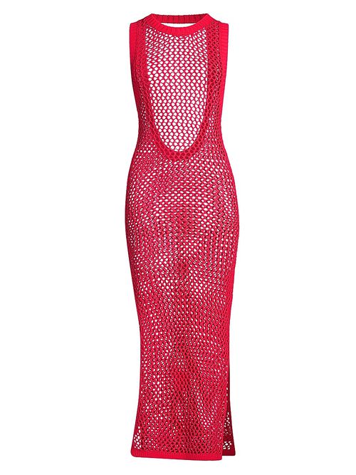 Women's Holly Net Cover-Up Midi-Dress - Red