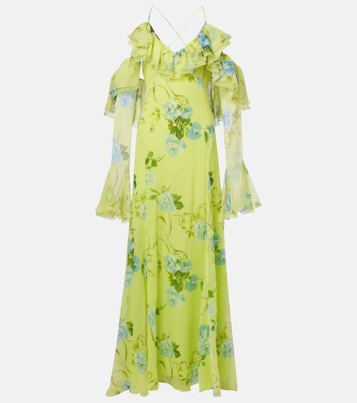 Floral silk crêpe maxi dress