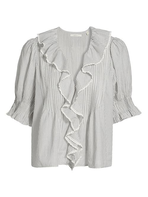 Women's Henri Striped Cotton Puff Sleeve Top - Adelaide Stripe