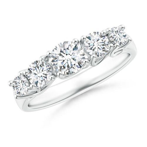 Angara 0.99 CTW Lab-Grown Five Stone Trellis Set Diamond Wedding Ring in 14K White Gold