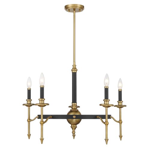 Consulate 5-Light Chandelier in Matte Black and Warm Bra