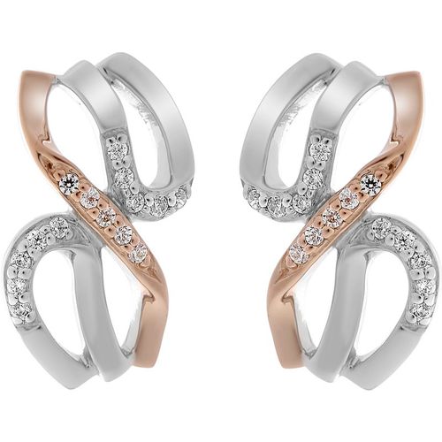 Orphelia 'Sally' WoMens 925 Sterling Silver Stud Earrings - Silver/Rose ZO-7230 - Silver & Rose Gold - One Size
