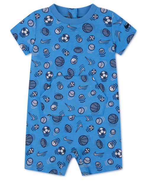 Baby Boys' Sport Ball Crewneck Printed Romper - University Blue
